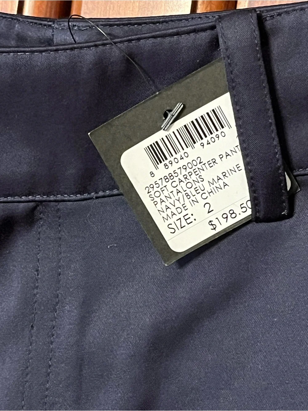 Navy Satin-Look Trousers- Club Monaco